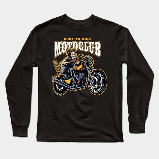 moto skull rider Long Sleeve T-Shirt by wemuf